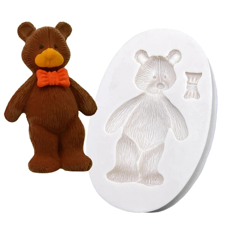 moule silicone ours coeurs décoration gâteau fondant sugarcraft résine cupcakes cartoonaire respectueux environnement