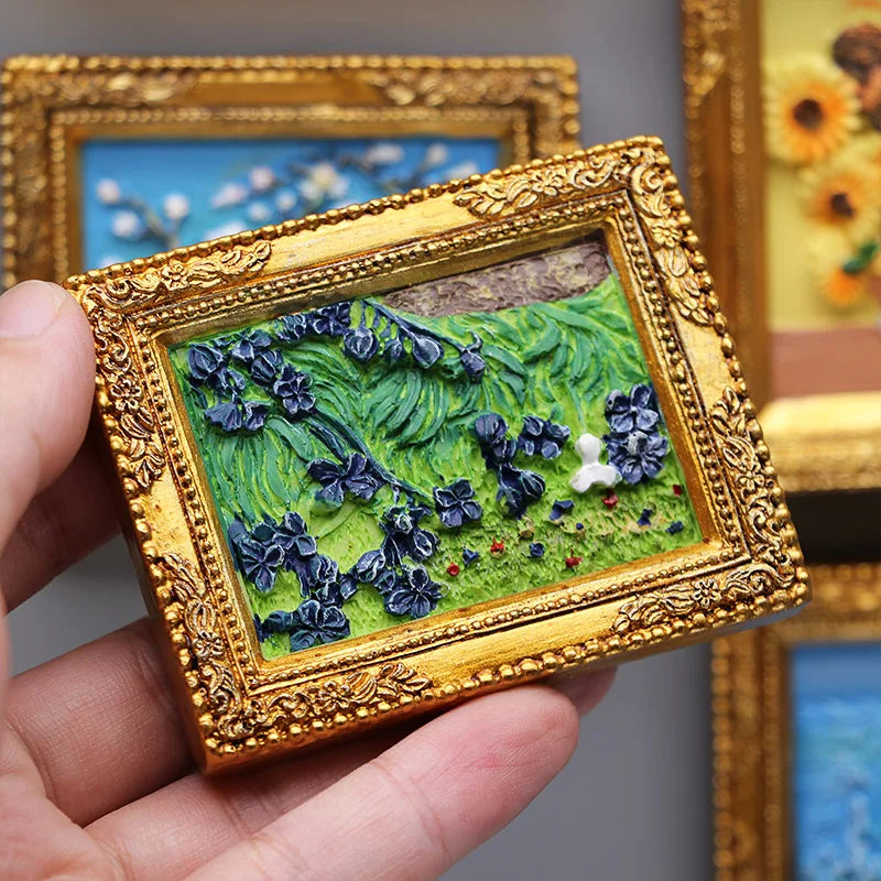 cadre photo or peinture van gogh art miniature aimants réfrigérateur nature morte starry sky