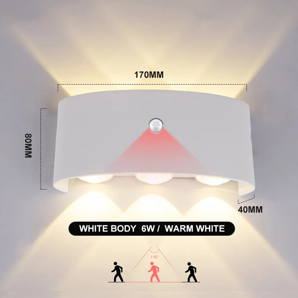 lampe murale led moderne blanc sensibilité mouvement étanche réglable intérieur extérieur