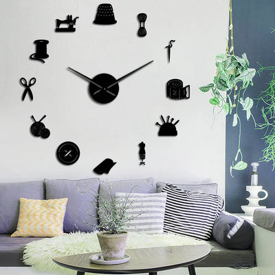 Horloge murale géante DIY 150 cm couleur or avec design 3D pour salon