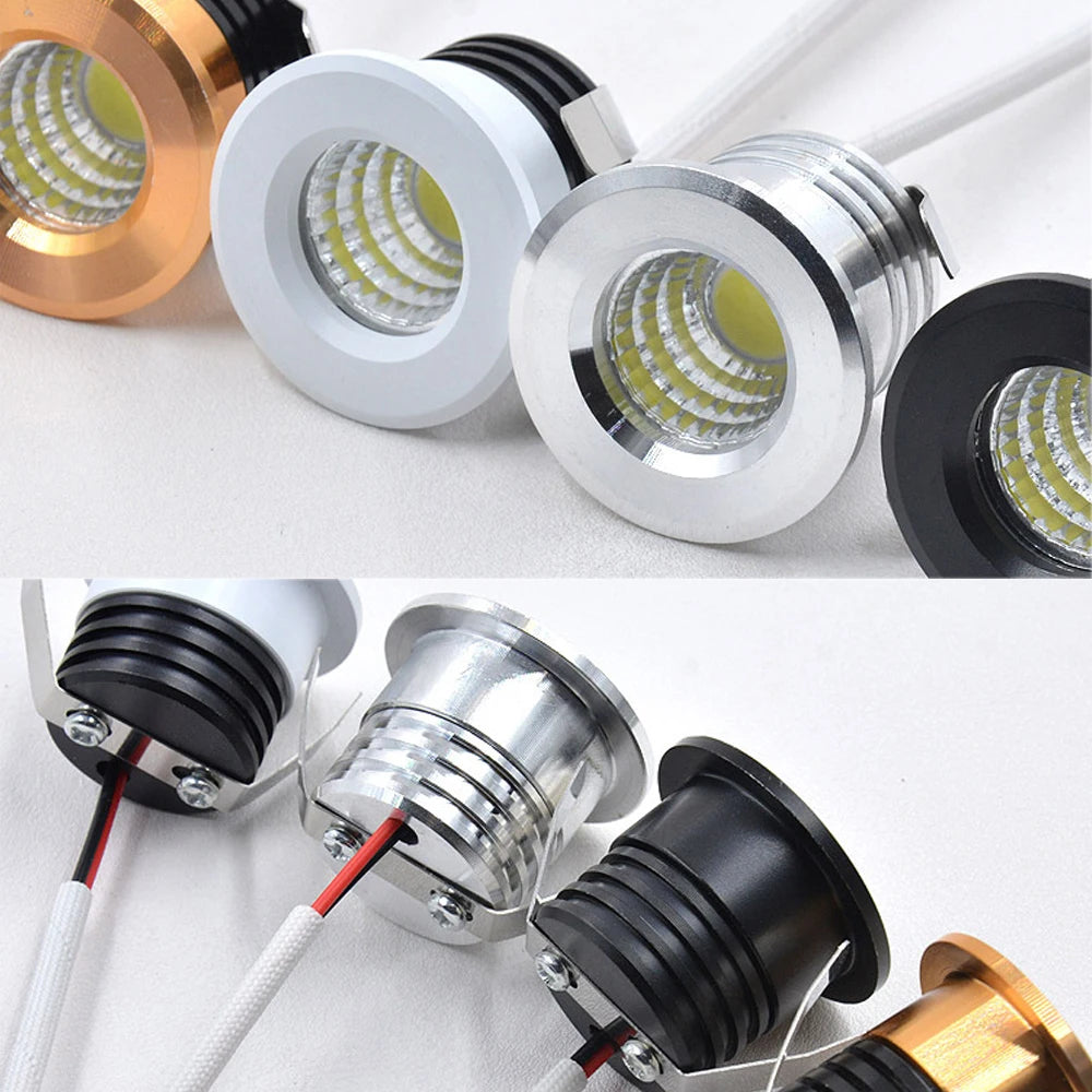 Spot LED 3W Or Argent Noir Blanc Mat Moderne Vis Câble Électrique Interrupteur