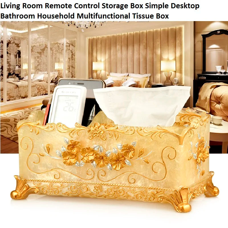 boîte mouchoirs multifonctionnelle beige clair ornements floraux tiroir rangement télécommandes respectueux environnement classique