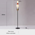 lampe sol moderne rouge blanc doré pied stable minimaliste vitrail led translucent