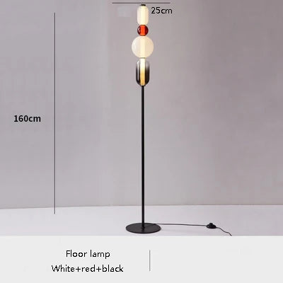 lampe sol moderne rouge blanc doré pied stable minimaliste vitrail led translucent