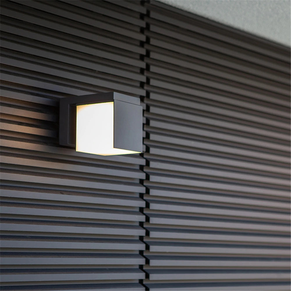 applique murale led moderne noire rectangulaire carrée extérieure hydrofuge verre