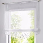 rideau roman brodé floral transparent voile polyester classique decoration maison