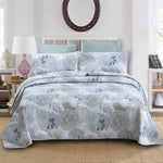 ensemble couette couverture matelassée motifs floraux coton quilté maison toutes saisons