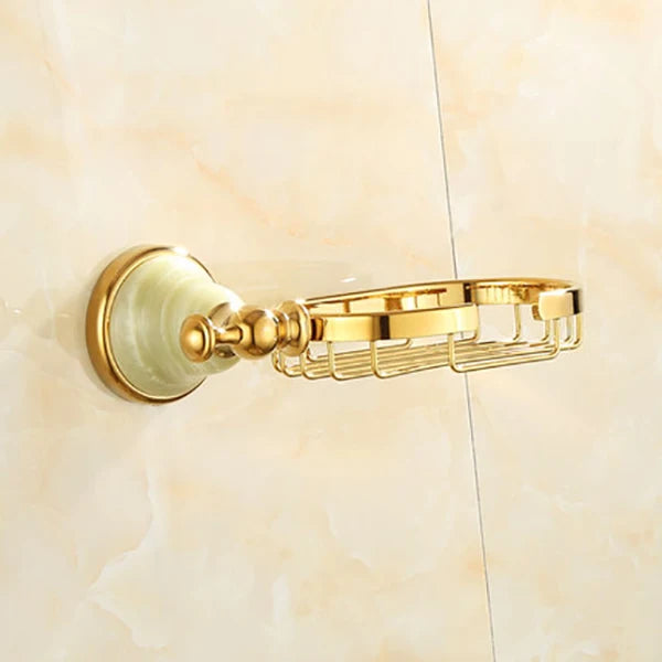 ensemble porte serviettes accessoires salle bain doré élégants classiques vintage vis fixations double porte