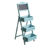 étagère pliante bois ardoise plantes vintage bleu blanc gris rustique