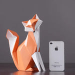 figurines renards géométriques modernes résine orange blanc décoratives chambre maison