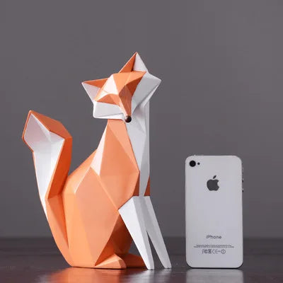 figurines renards géométriques modernes résine orange blanc décoratives chambre maison