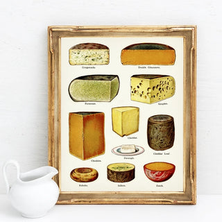 poster fromage vintage décoration murale cuisine illustration fromages cadre boisclair affineur domestique ambiance rustique
