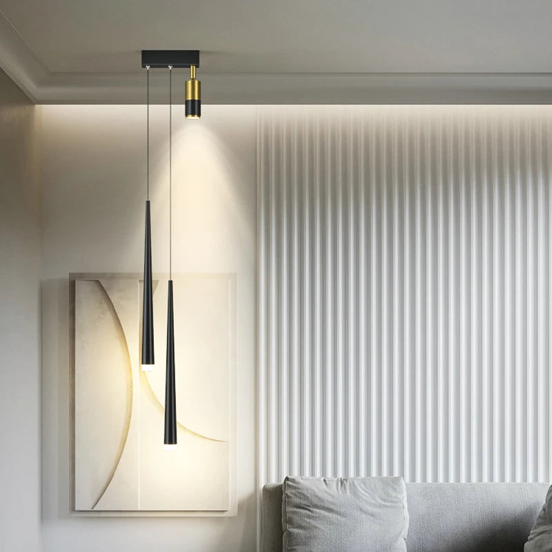 suspension lumineuse moderne noir doré lisse brillant minimaliste