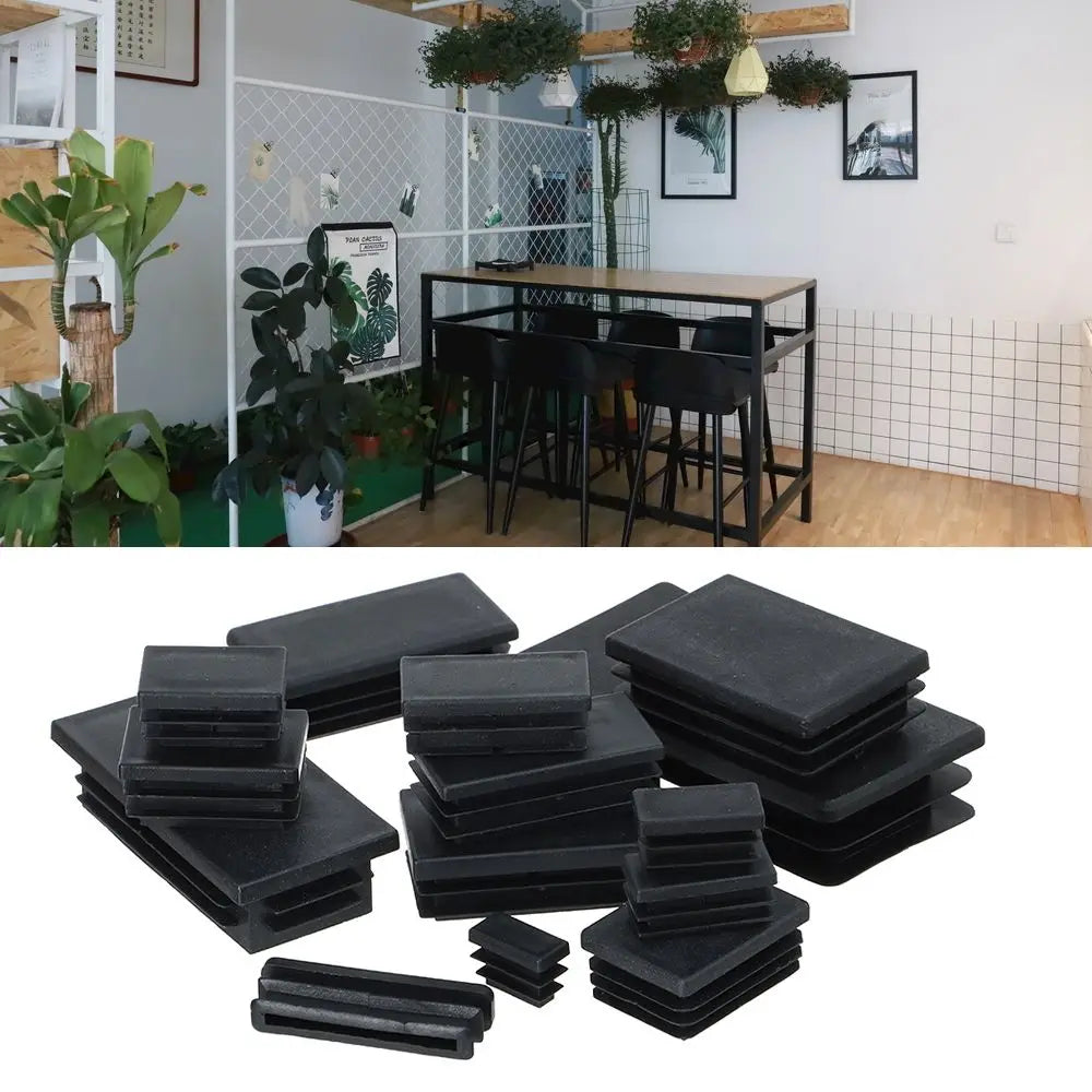 cache pieds noir adhésifs pratique rectangle haute qualité plastique 100x50mm 80x40mm 60x30mm 38x25mm 30x20mm