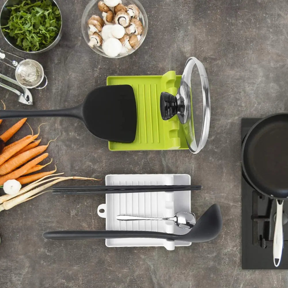 porte couverts réutilissables vert gris clips modernes cuillère soupe spatules pince cuisine rangement