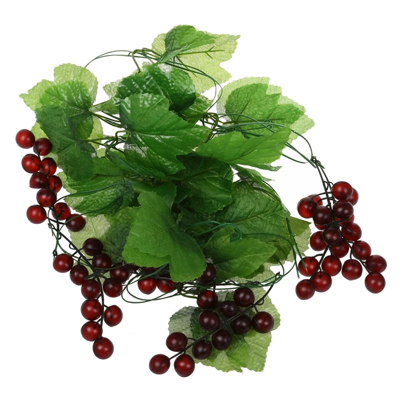 guirlande artificielle feuilles vertes graines rouges décoration extérieure naturelle mariage fête prénuptiale