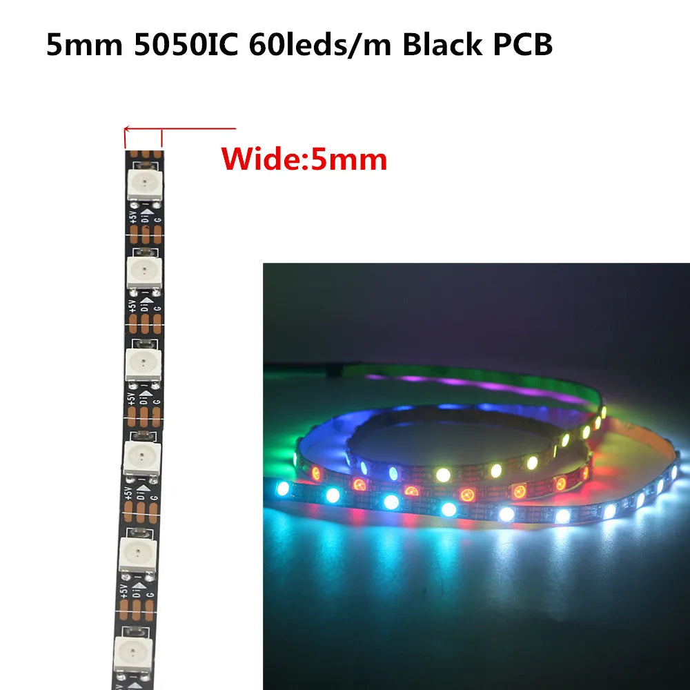 ruban led noir blanc smd 5v ws2812b 50000h adhésif moderne circuits imprimés led