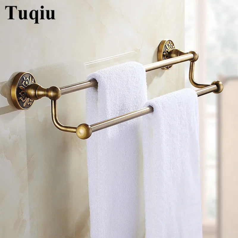 ensemble quincailleries bain bronze ornements floraux classique porte serviettes crochets fixations murales
