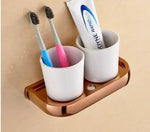 ensemble porte serviettes moderne rose doré salle bain fixations murales lisses opaques