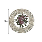 serviettes table vintage fleur rose verte bordure dentelée beige 12cm respectueux environnement moderne tapis