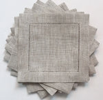 serviettes cocktail blanc lin bordure brodée 20cm table restaurant dîner événement