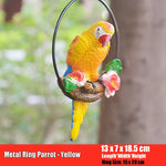 décoration extérieure oiseau suspendu perroquet plumage coloré anneau métallique jardin fleurs artificiellesbranches