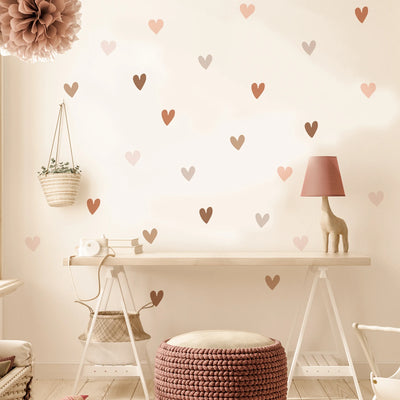 Autocollant mural cœur boho en vinyle pour chambre de fillette