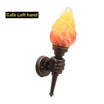 applique murale vintage main sculptée flamme noir doré éclairage salle bain entrée 220V LED