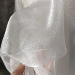 tissu organza blanc brillant léger translucide polyester 150cm moderne couture artisanat