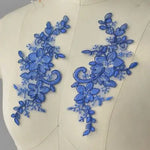 appliques textiles brodées floral polyester écologique soluble eau bleu rouge blanc noir