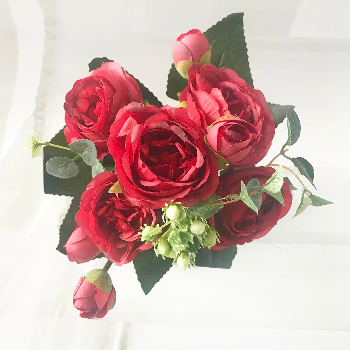 fleur artificielle rose thé soie bouquet rouge blanc décoration mariage maison jardin