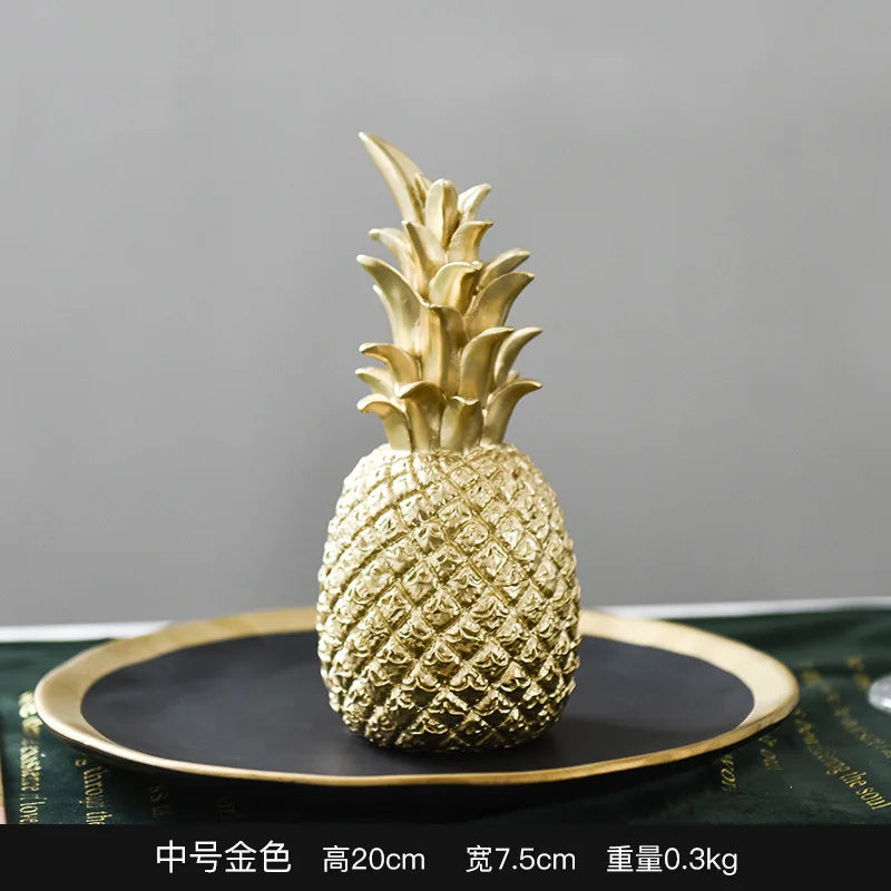 décoration moderne ananas résine noir blanc doré texture fruit chambre