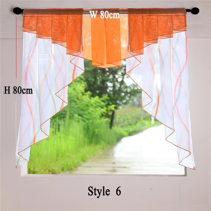 rideau fenêtre floral fruité bordure rayée semi transparent tringle chambre cuisine