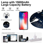 lampe camping rechargeable led bleu marron texture cuir moderne clips indicateur batterie