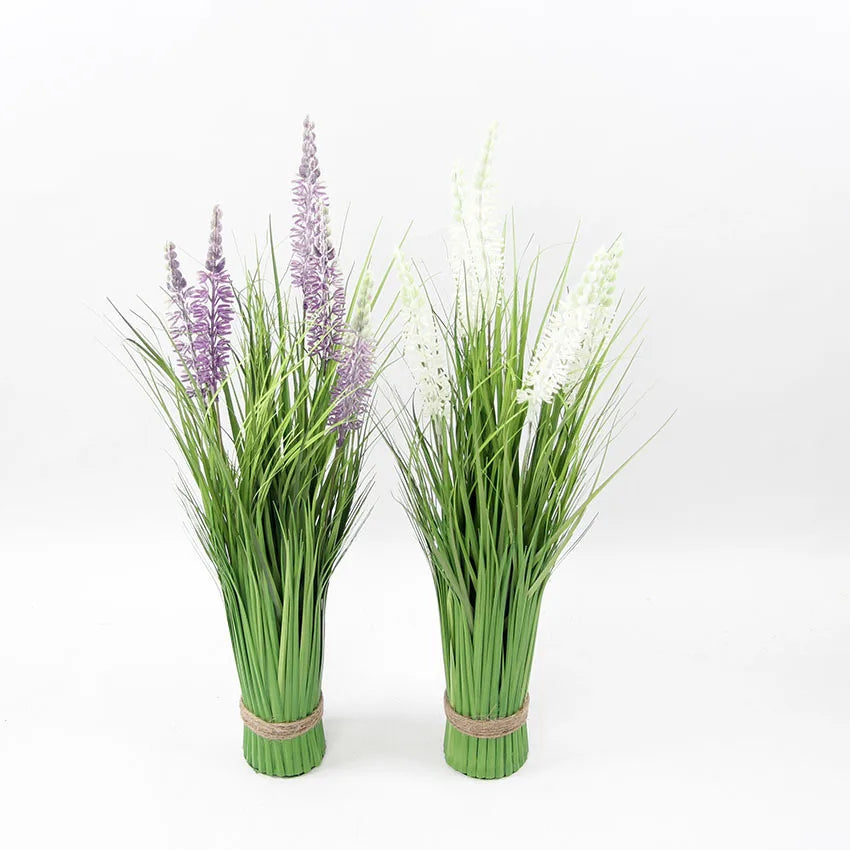 bouquet artificiel herbe fleurs papillons naturel rustique extérieur décoration jardin marron vert violet blanc