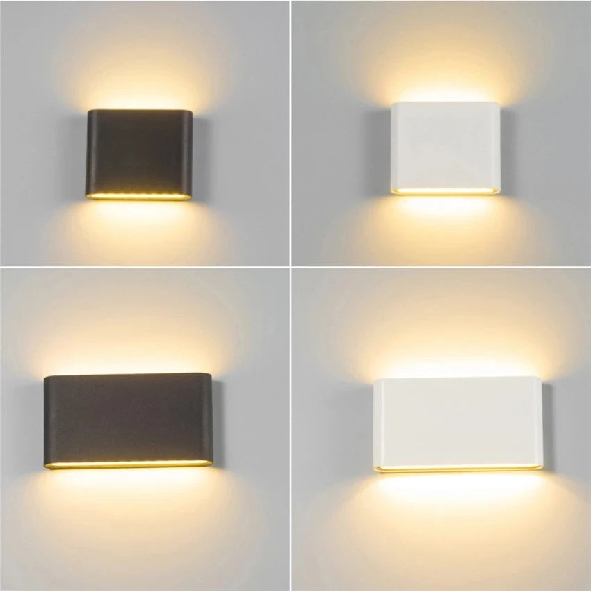 applique murale led ip65 étanche 6w 12w noir blanc contemporaine fixée adhésif