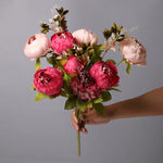 bouquet fleurs artificielles pivoine romantique intérieur décoration maison anniversaire mariage baby shower