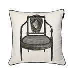 taies d'oreiller blanc motif vintage chaises maison 45x45cm 50x50cm polyester respectueux environnement