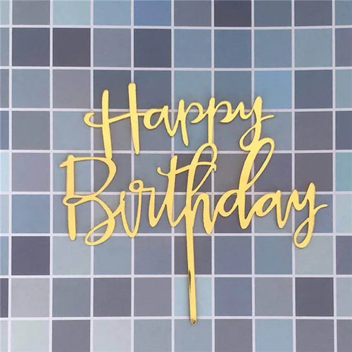 décoration gâteau moderne lettres fleurs happy birthday élégante transparence opaques pique anniversaire événement