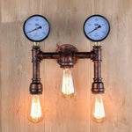 Lampe murale industrielle rétro bronze noir deux ampoules edison manomètres décoratifs fixations vis 27cm