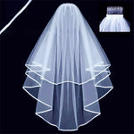 voile mariée deux couches blanche classique élégante tulle épaules clips transparent légèrement opaque finement