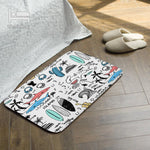 tapis bain polyester antidérapant moderne dessin animé vague cactus musique floral couleurs variées porte