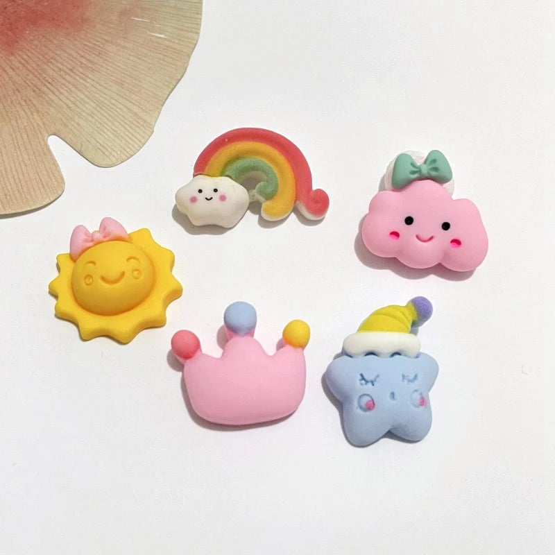 bijoux résine cartoon soleil nuage arc ciel multicolore souriant bricolage décoration artisanat ornement couverture