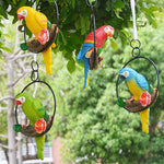 décoration extérieure oiseau suspendu perroquet plumage coloré anneau métallique jardin fleurs artificiellesbranches