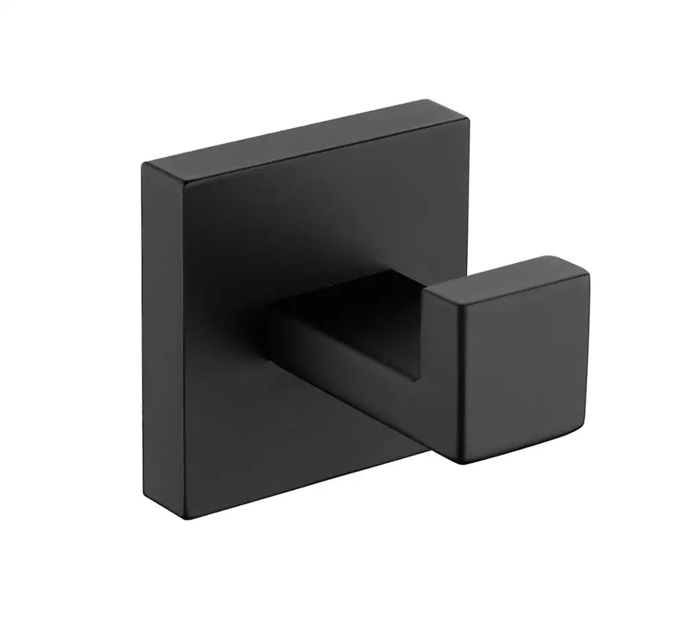 accessoires salle bain noir porte serviette porte savon moderne lisse inoxydable brossé fixations