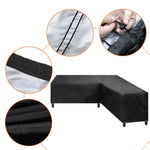 housse canapé extérieur polyester noir moderne élastiques 286x222x82cm