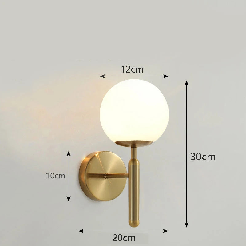 lampe murale moderne or blanc sphérique fixée éclairage chambre cuisine matériau fer led