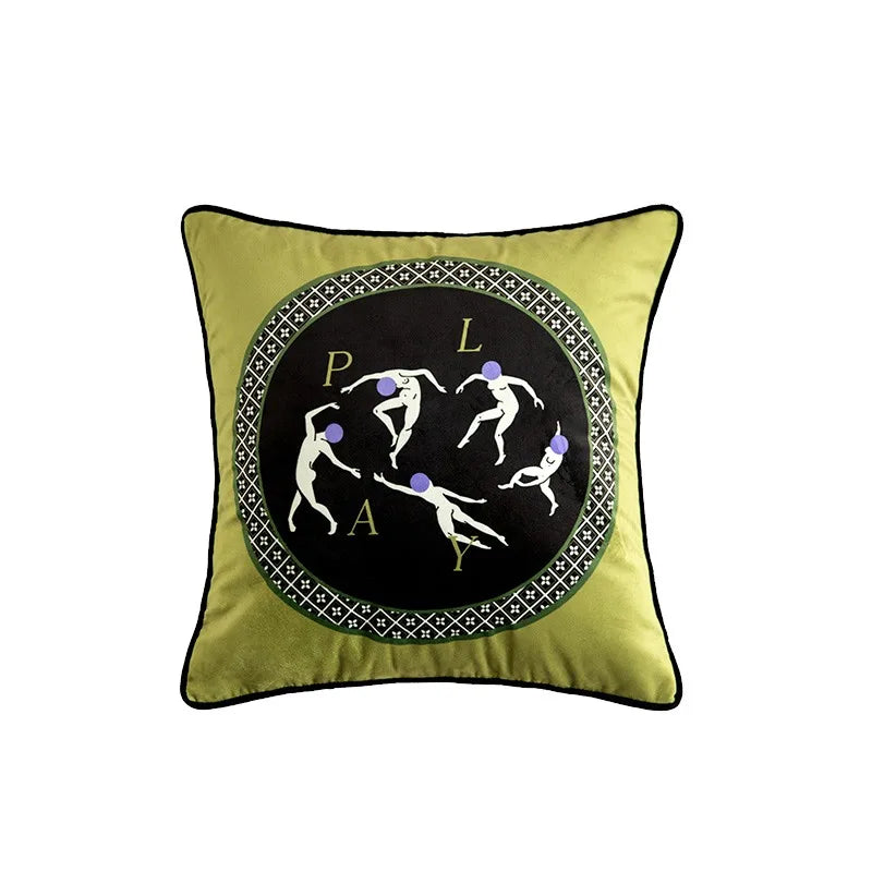 coussins décoratifs serviettes tables motifs géométriques végétaux classiques vert blanc casa