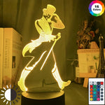 lampe nuit 3d led personnages stylisés or violet bleu vert rouge Jaune Blanc télécommande