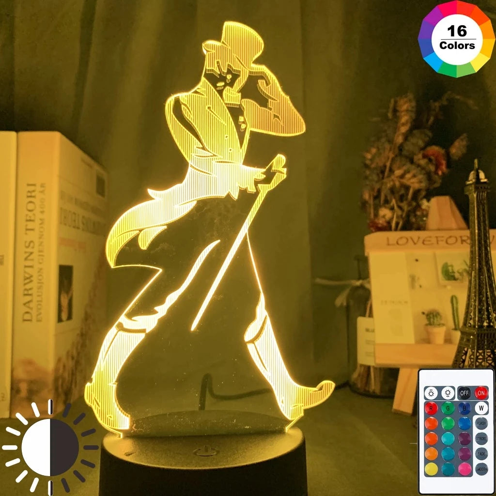 lampe nuit 3d led personnages stylisés or violet bleu vert rouge Jaune Blanc télécommande